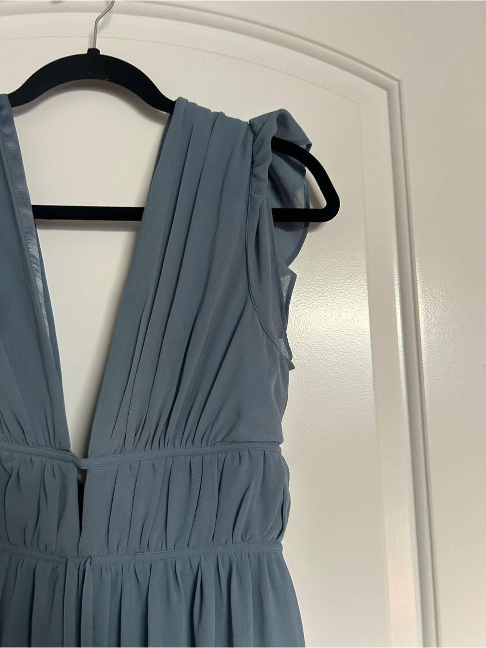 Lulus I'm All Yours Slate Blue Ruffled Maxi Dress S autumn wedding homecoming - Picture 11 of 15